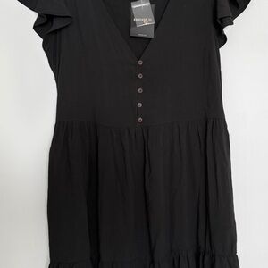 Forever 21 Black Buttoned Mini Dress